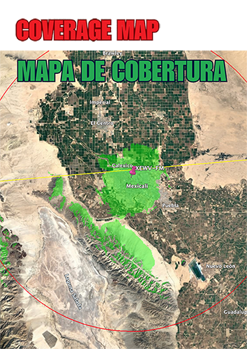 Mapa Cobertura de Mexicali Imperial Valley 106.7fm
