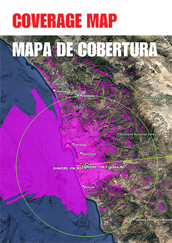 Mapa de cobertura san diego tijuana 98.9fm